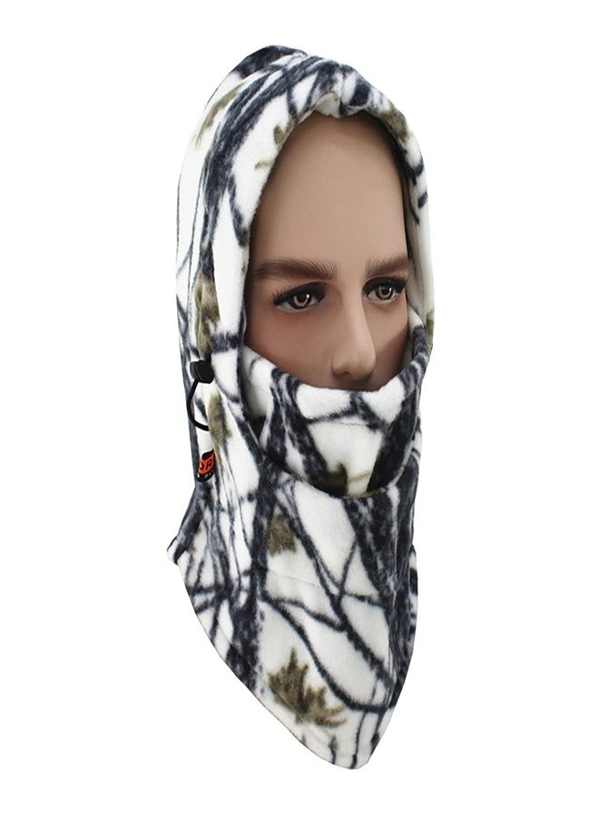 homeemoh Camo Protective Balaclava Fleece Hunting Face Mask Winter Warm Balaclava Hat Cold Weather Hood Cap for Outdoor Sports (White) - Image 2